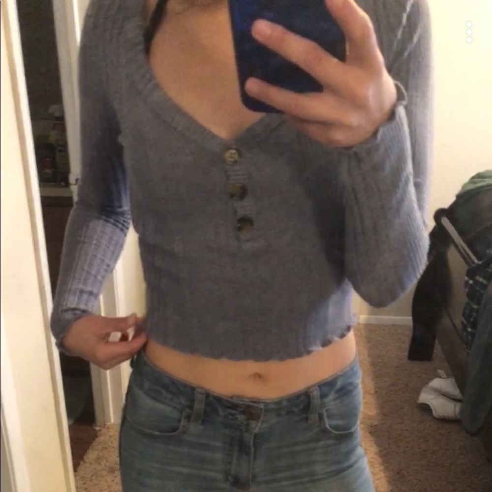 Thick Ribbed long sleeve crop top